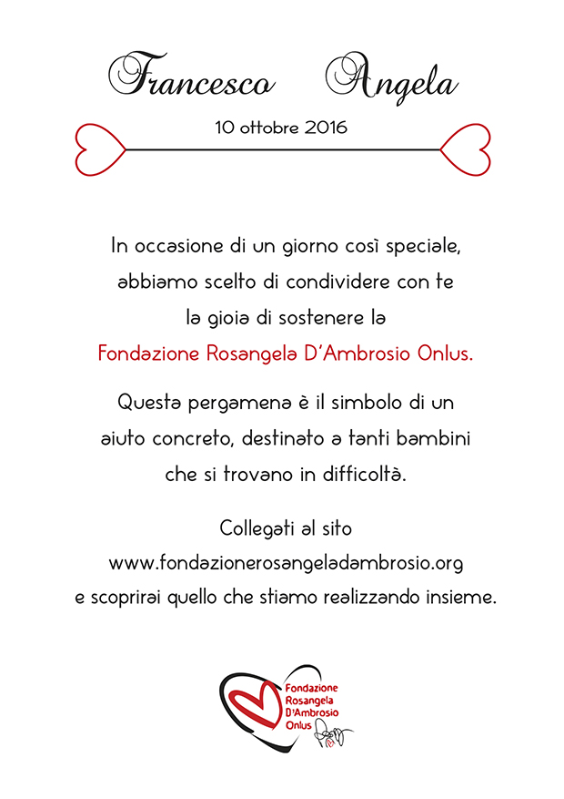 Donazioni Fondazione Rosangela D Ambrosio Onlus